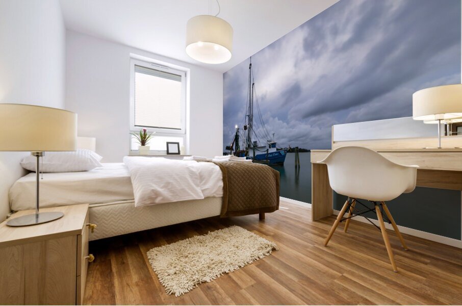 In the Nick of Time a Shrimp Boat at Sunset Mural print