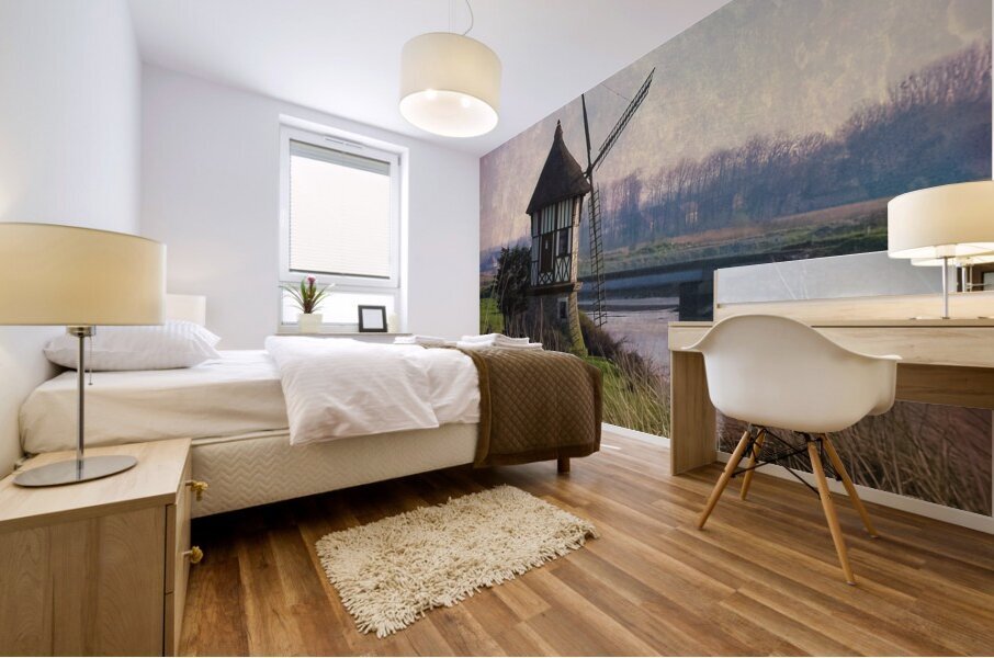 Normandy Windmill in the Grass Mural print