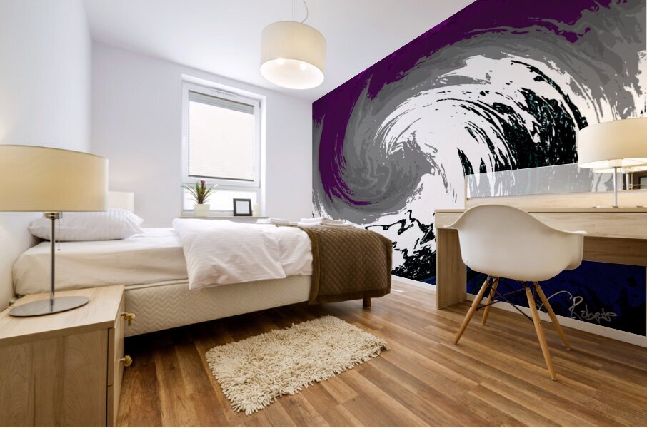 Abstract Swirling Purple and Grey Melting Forest Mural print