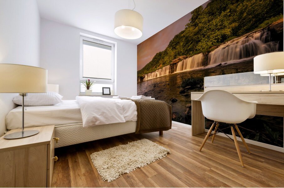 West Virginia  New River Sandstone Waterfall Sunset Mural print