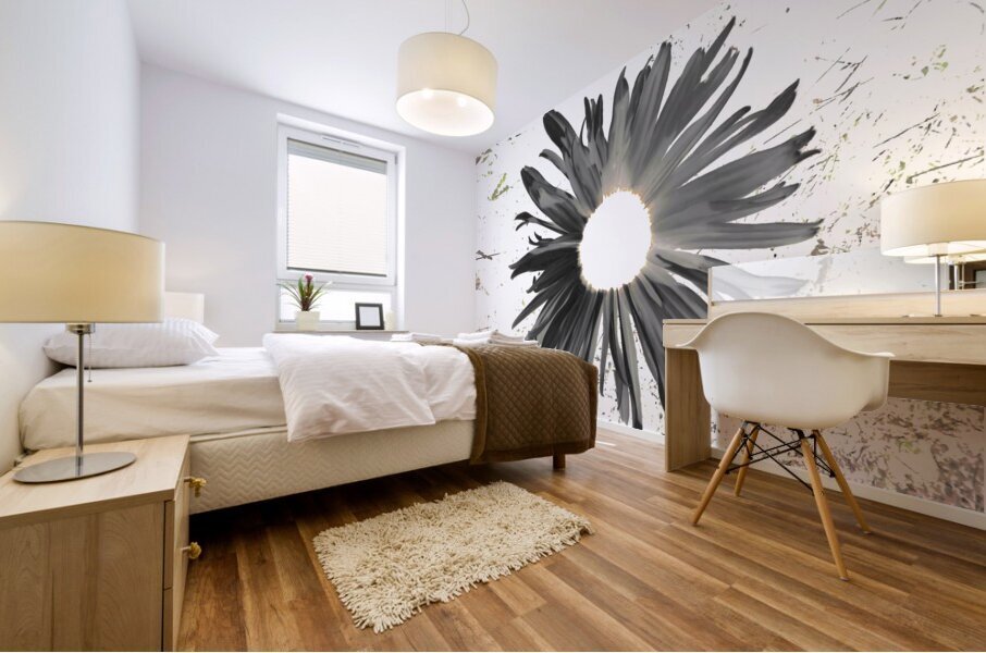 Abstract Dark Daisy Star Light Mural print