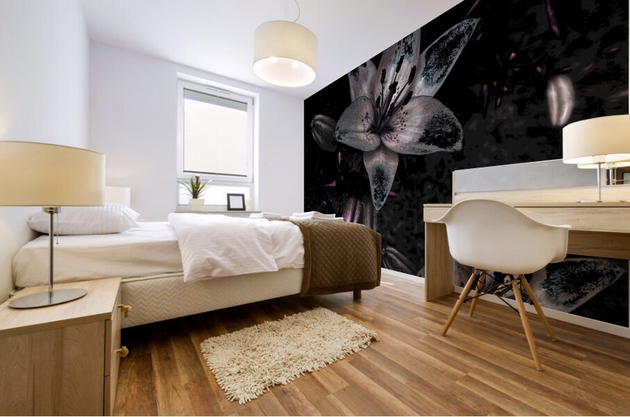 Abstract Dark Moody Lilies Mural print