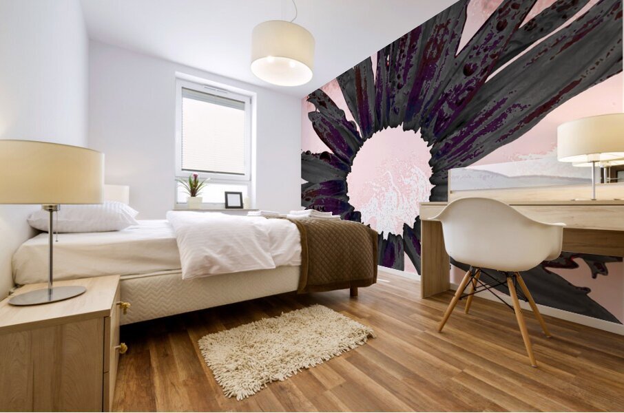 Abstract Fiery Daisy Muted Background Mural print