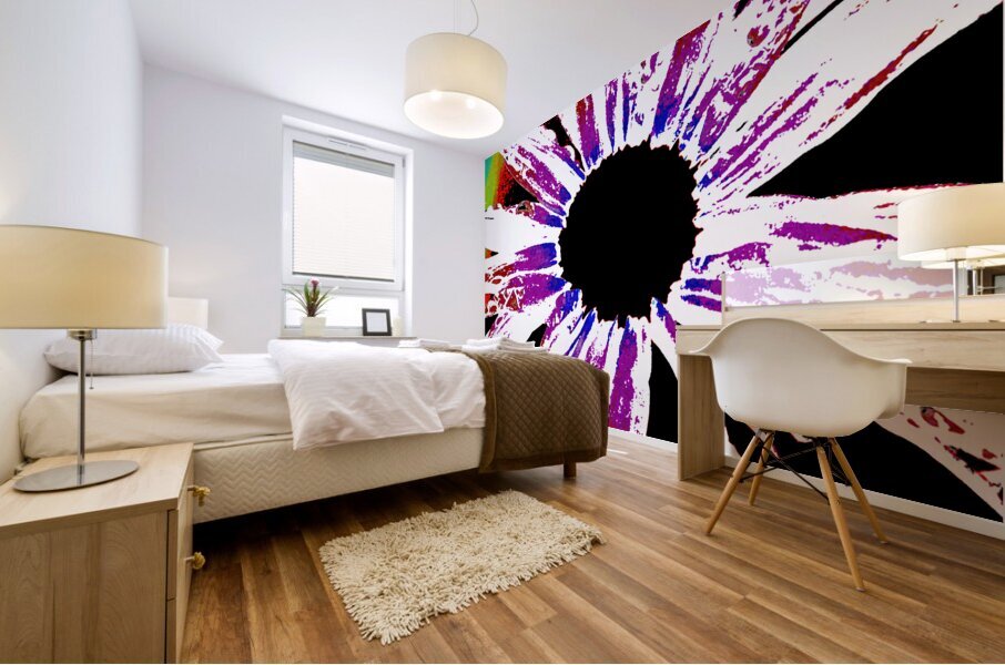 Abstract Daisy Black Centre Mural print
