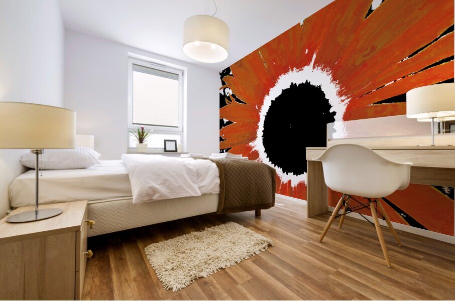 Abstract Orange Daisy Mural print