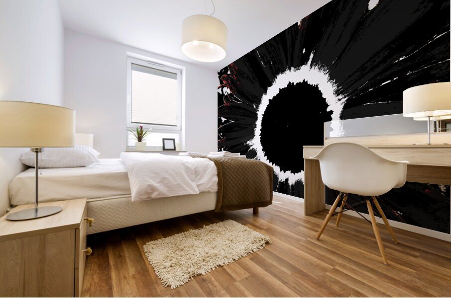 Abstract Black and White Daisy Mural print