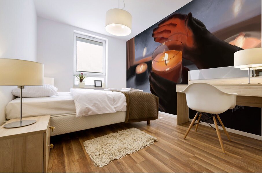 Lumiere dans la nuit Mural print