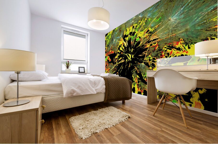 Bright Abstract Dandelion Clock Mural print
