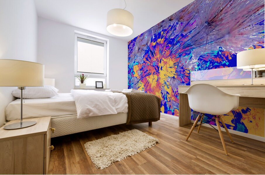 Vibrant Abstract Dandelion Seeds   Mural print