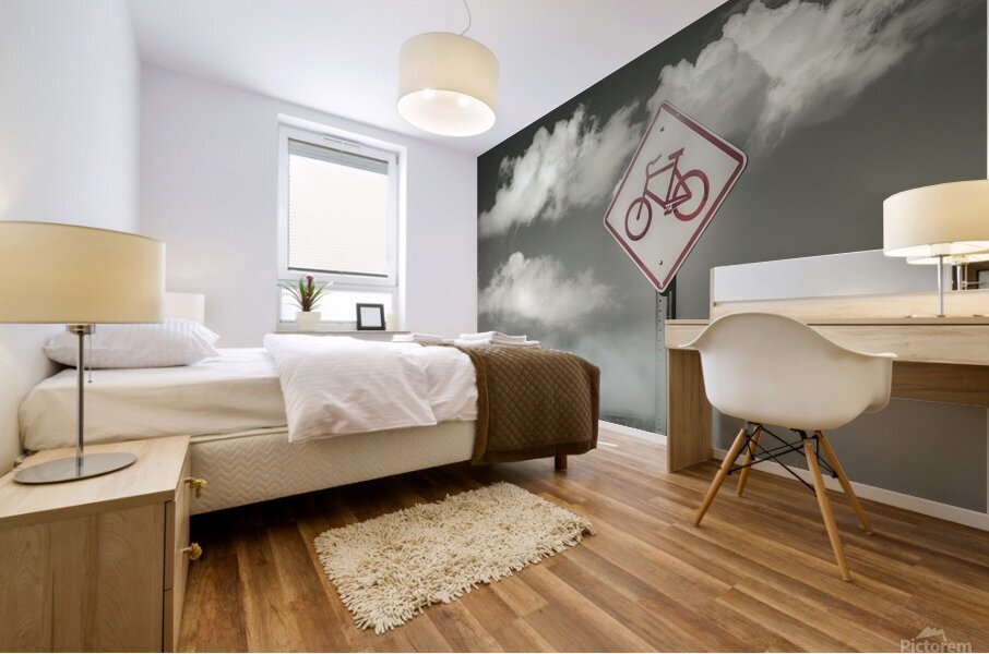 A striking and functional sign circular in shape Mural print