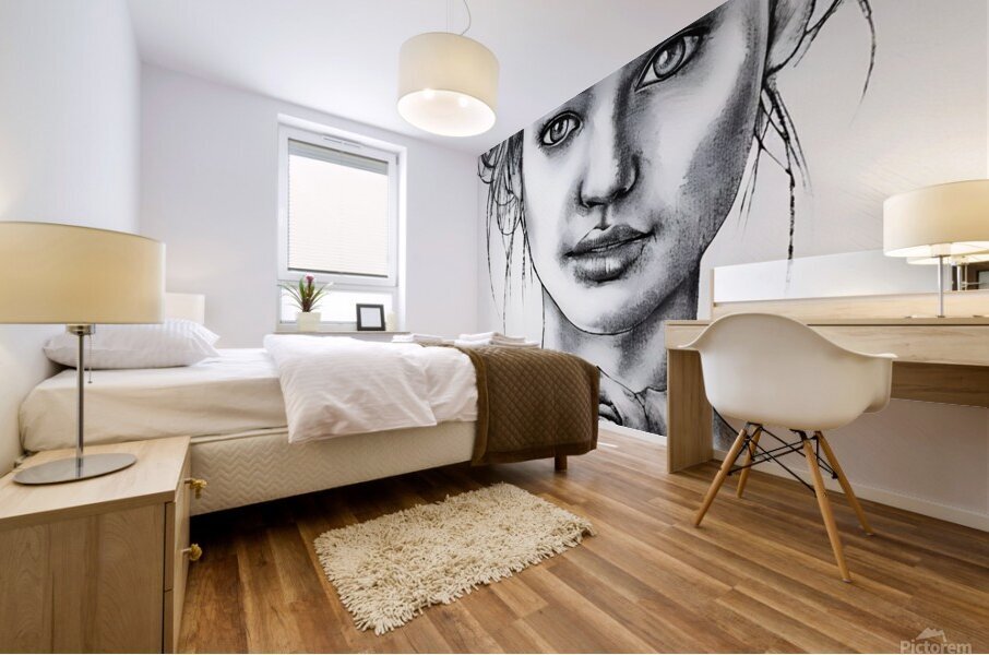 woman with rose Mural print