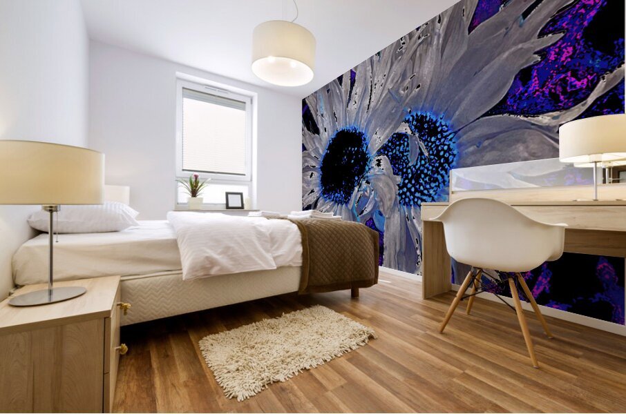 Abstract Daises Duo on an Abstract Background  Mural print