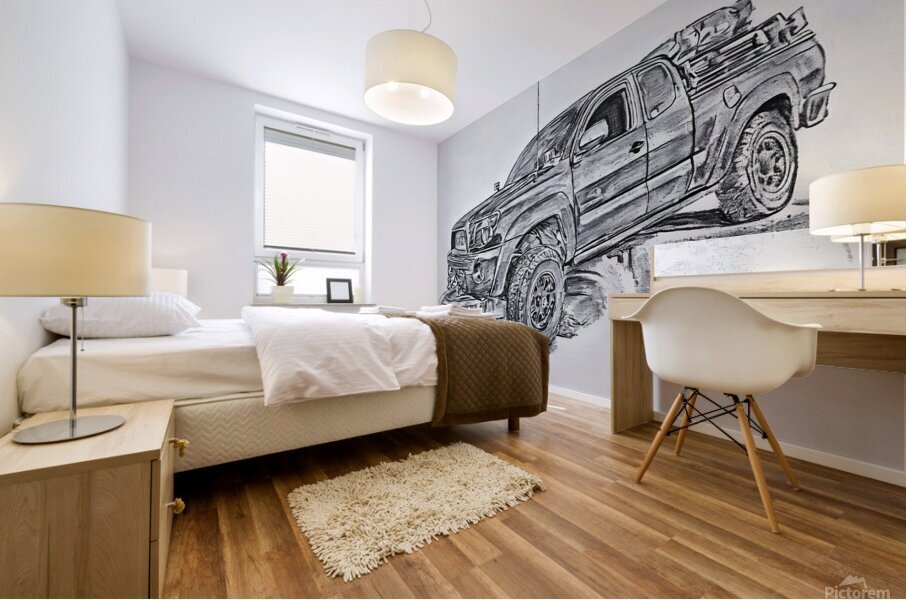 pickup truck drawing Mural print