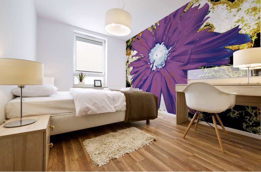 Abstract Purple Daisy Flower Mural print