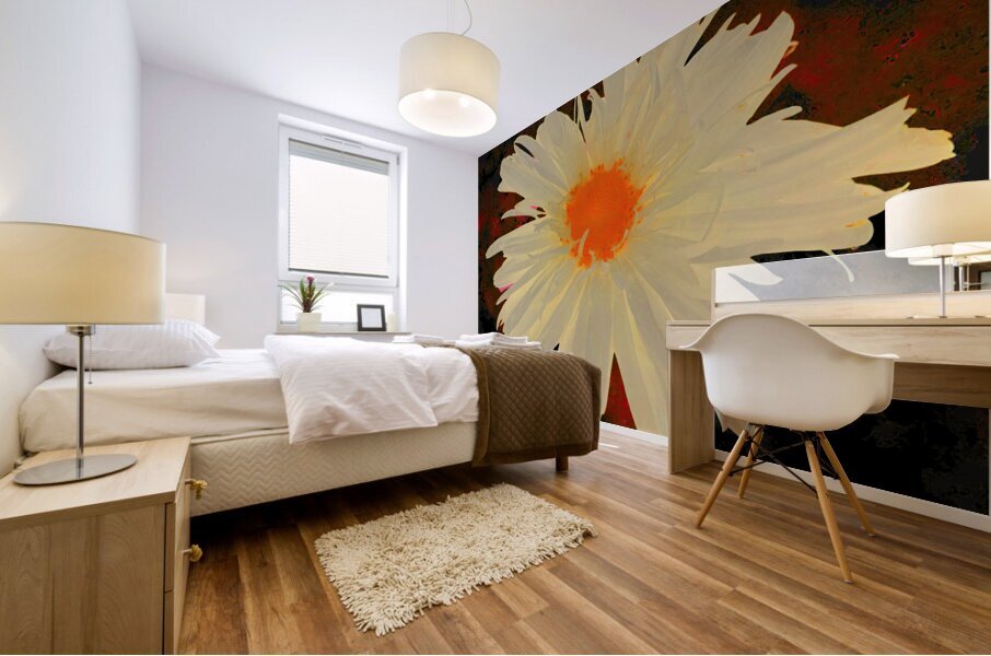 Abstract Orange Daisy with Abstract Background Mural print