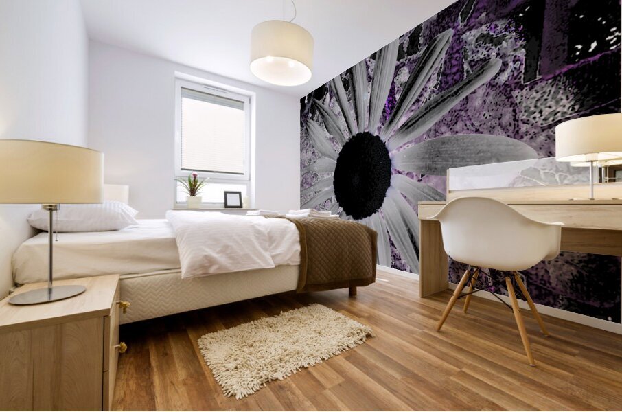 Abstract Dark Daisy Flower Mural print