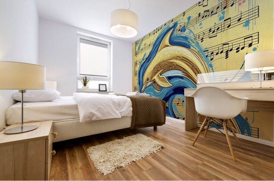 Gold Dolphin 3  2024 08 29 15 40 58 Mural print