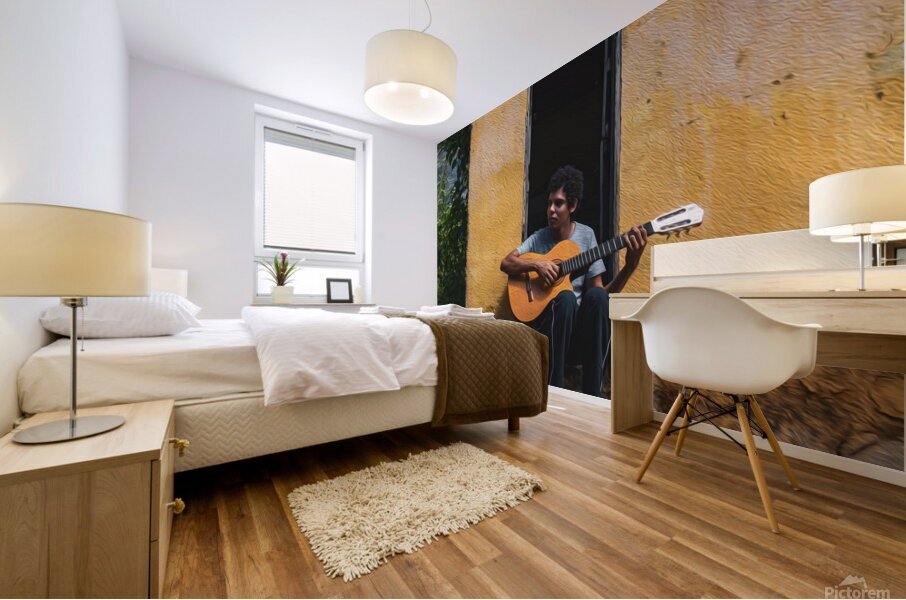 brazilian kid on a guitar Mural print