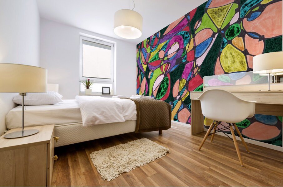 Abstract Colourful Patterned Neurographic Art  Mural print