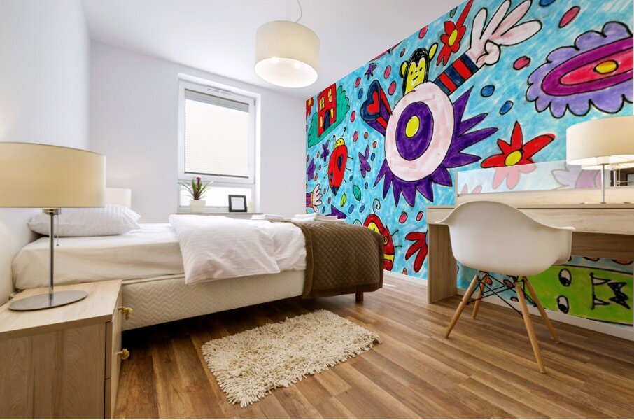 Abstract Doodle Characters Mural print