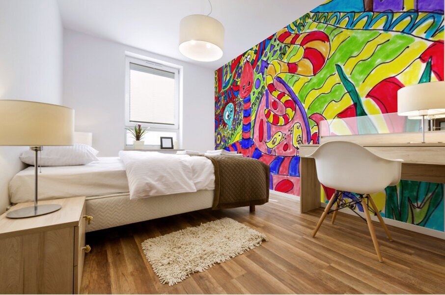  Abstract Doodle Creatures  Mural print