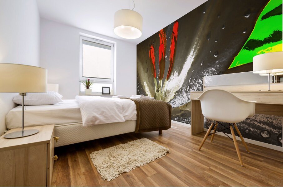 Abstract Vibrant Graffiti Lily Flower Mural print