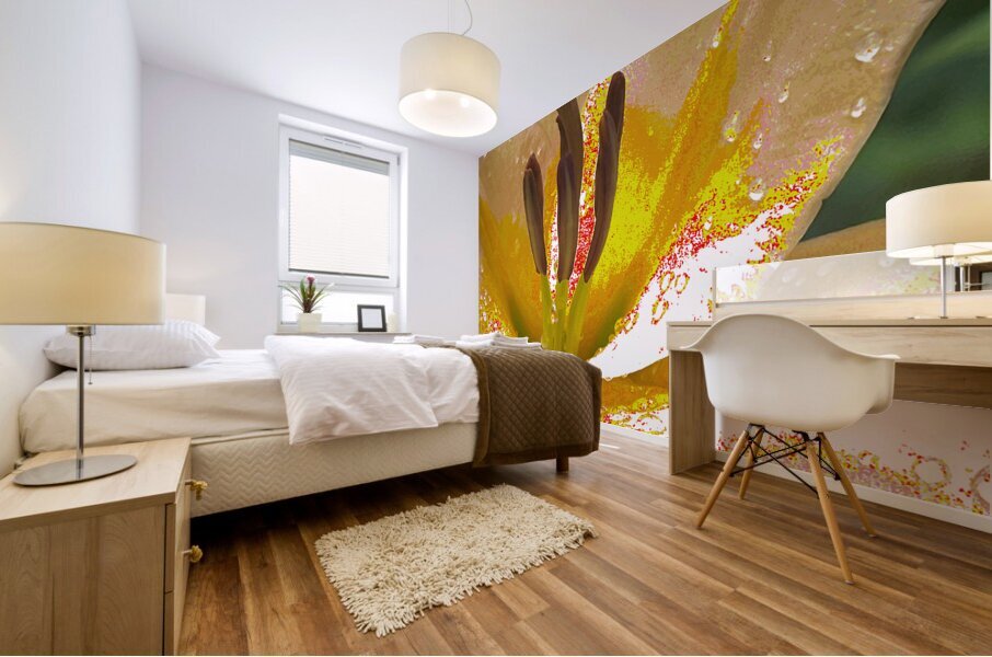 Abstract Vibrant Dew Drop Lily Flower Mural print