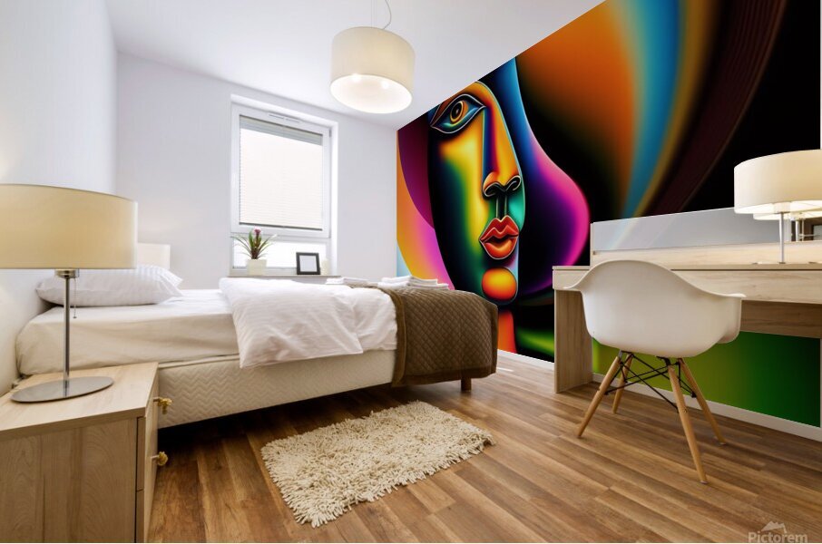 Abstract drawing of a sad woman1 Mural print