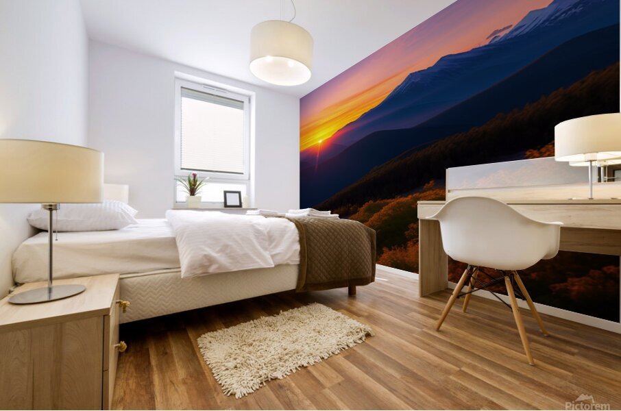 Sunset on Mt 2 Mural print