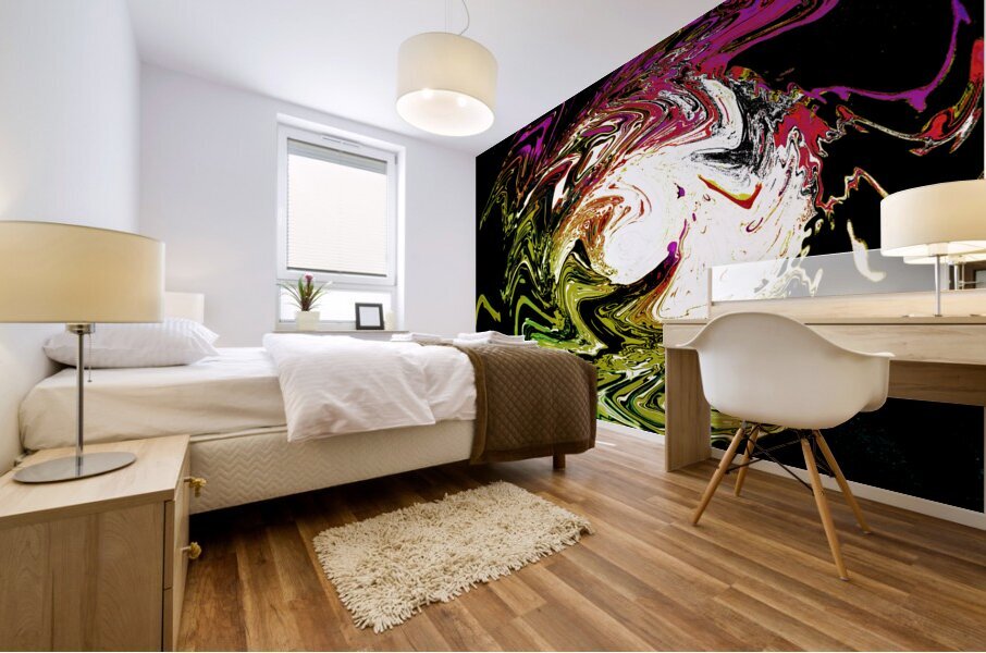 Abstract Vibrant Dynamic Daisy Vortex Mural print