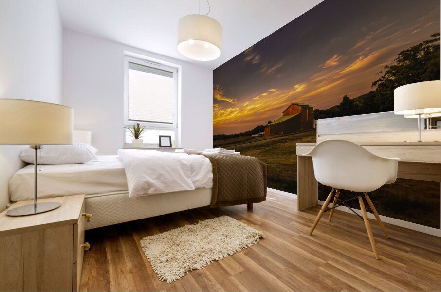 Central Virginia Tobacco Barn at Sunset Mural print