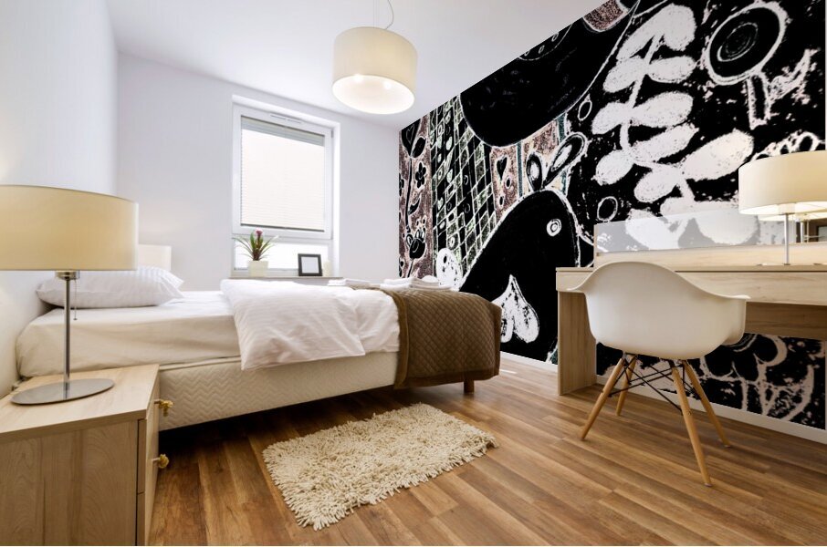 Abstract Floral Birds Mural print