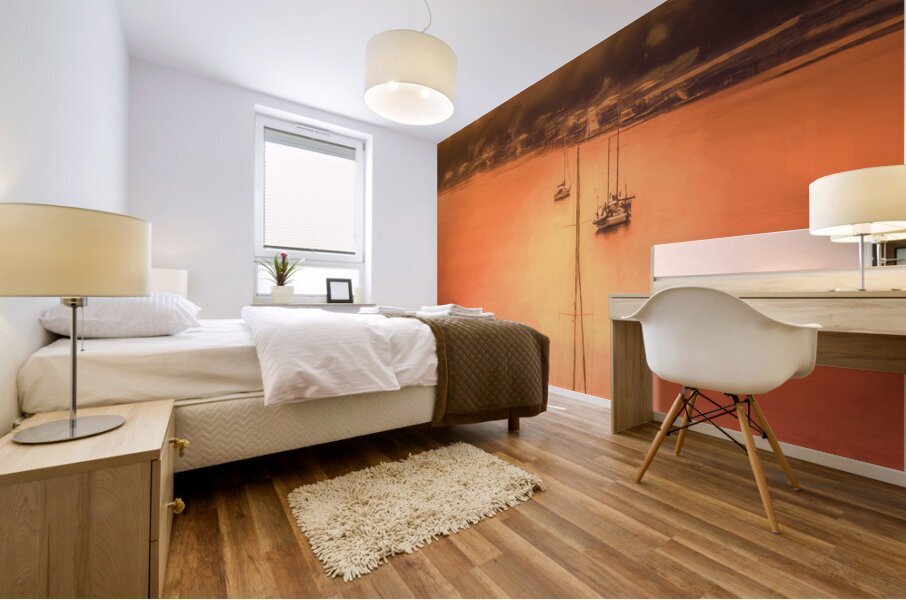 Low Country Sailboats at Sunset Mural print