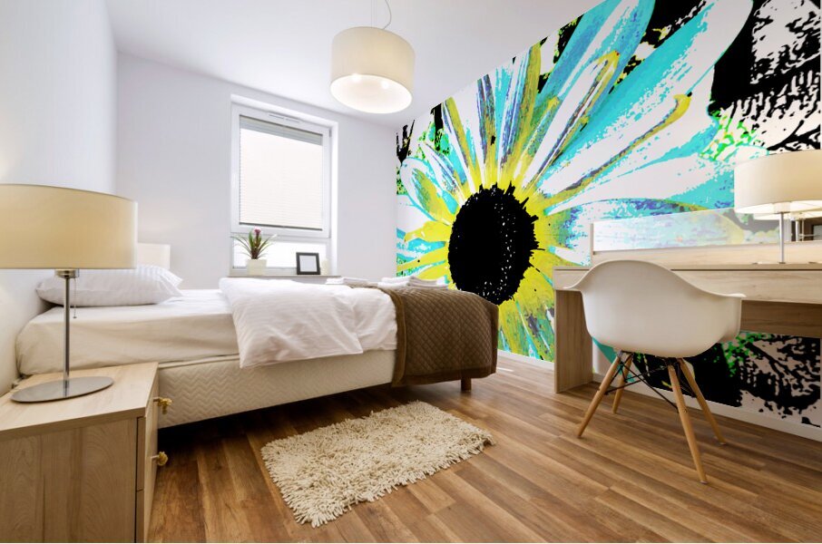Abstract Vibrant Daisy Mural print
