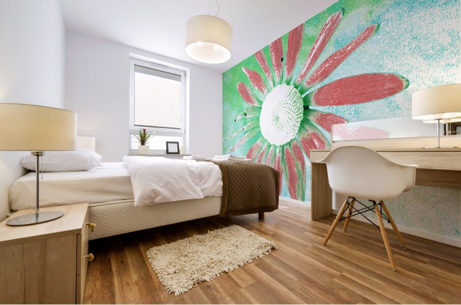 Abstract Pink Petaled Daisy Mural print