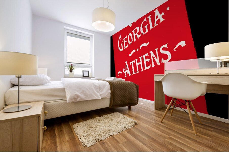 vintage university of georgia ribbon art Mural print
