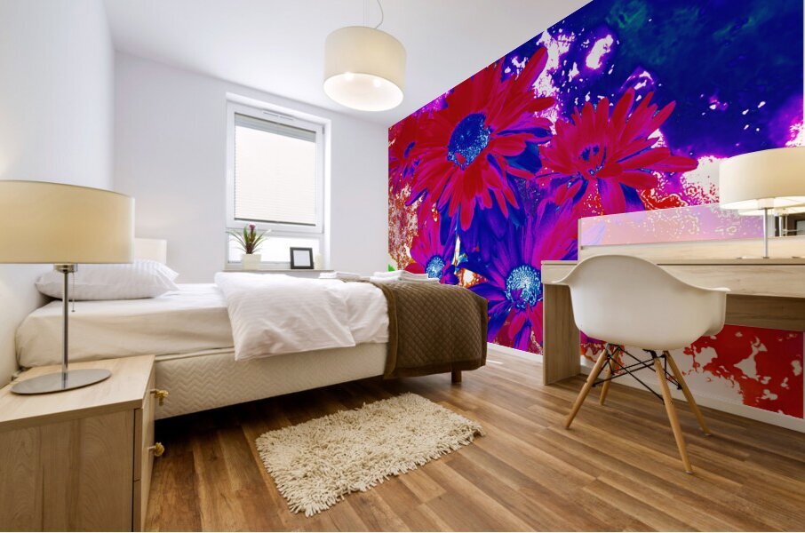 Abstract Bright Vibrant Daises  Mural print