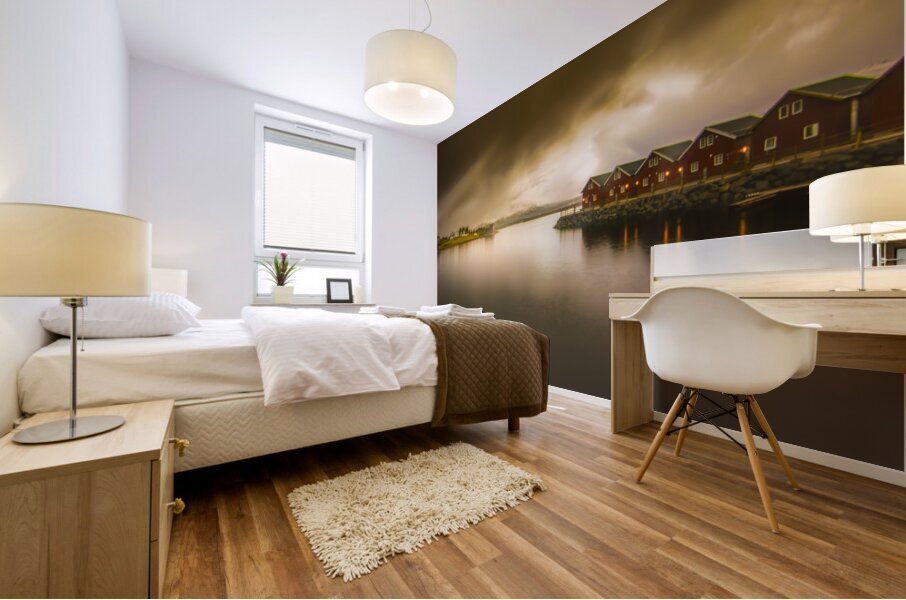 Lofoten Tind Moskenes Rorbuer Mural print