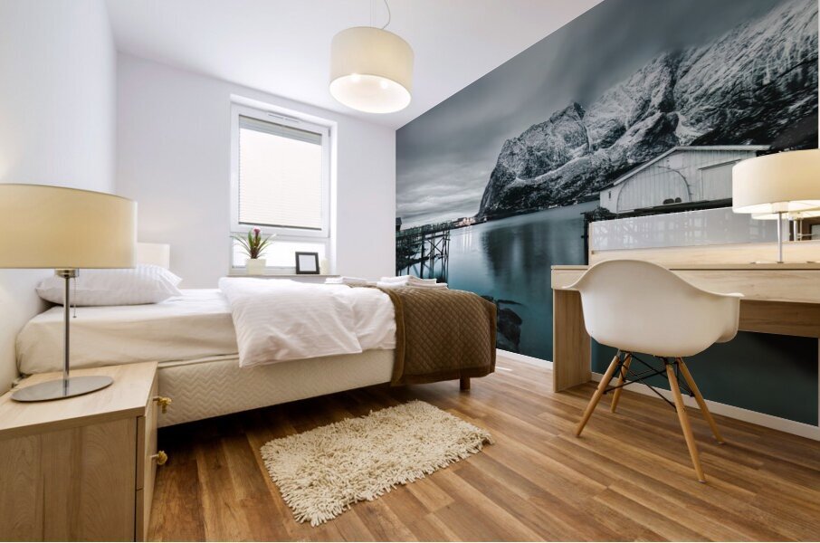 Reine Mountain Skyline from Sakrisoya Mural print