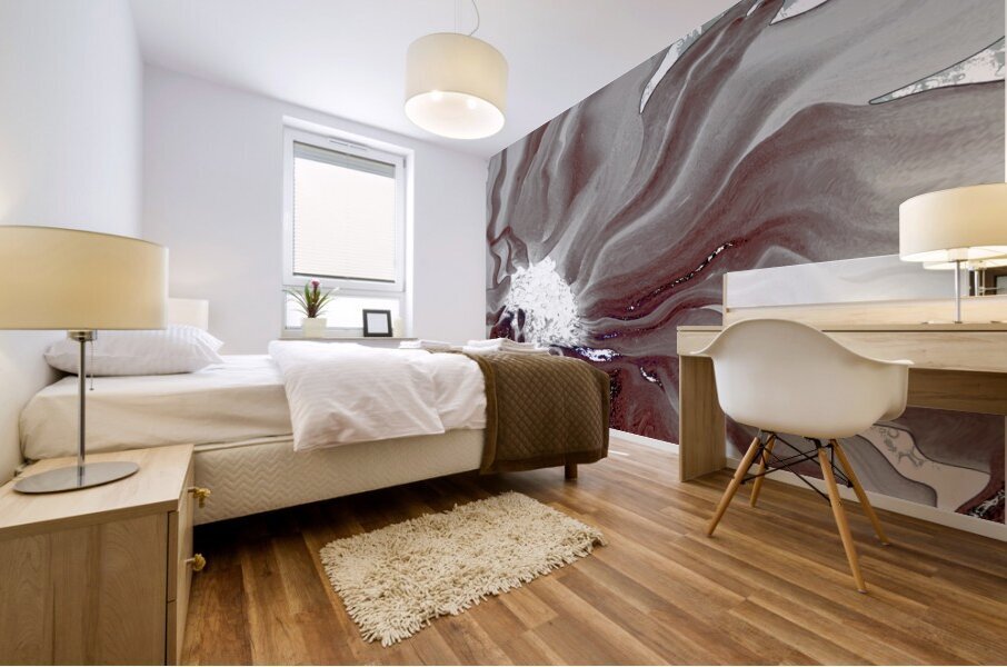 Abstract White and Grey Flowing Daisy Flower  Mural print