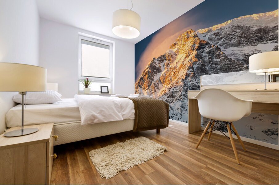 The Majestic Ortler Mountain in the European Alps during Beautiful Sunrise Mural print