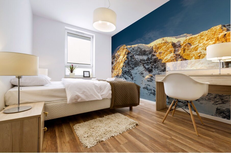 High resolution panorama shot of the Ortler Mountain in the European Alps at sunrise Mural print