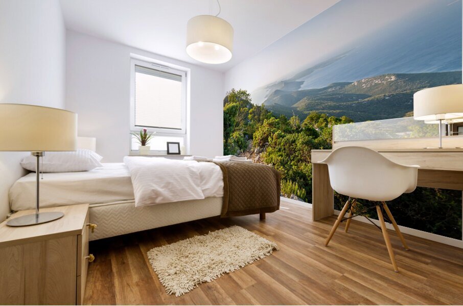 Beautiful view of the archipelago from the Osorcica Televrina mountain on the island of Losinj Croatia at sunrise  Mural print