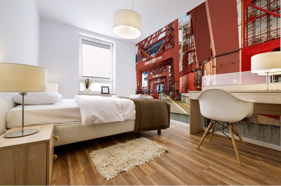 Closeup view of gantry cranes at the Eurogate container terminal in Hamburg Germany Mural print