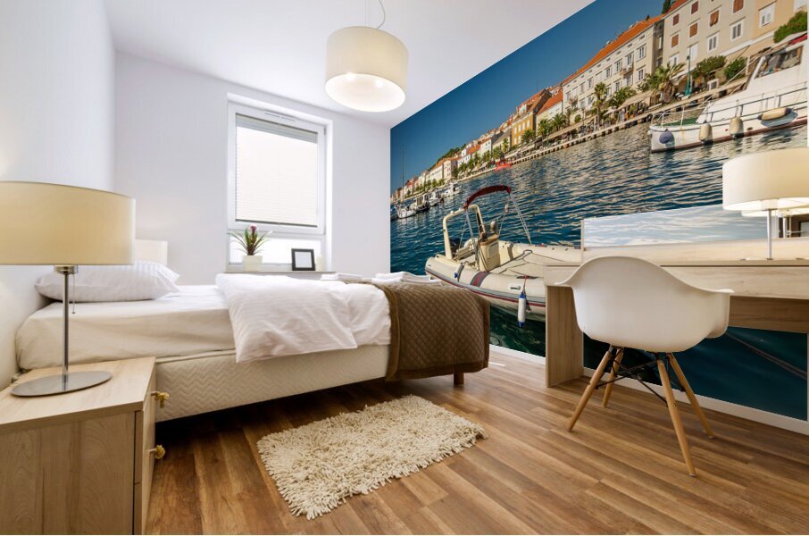 Luxurious motorboat in the marina of Mali on the island of Losinj in the Adriatic Sea Croatia Mural print