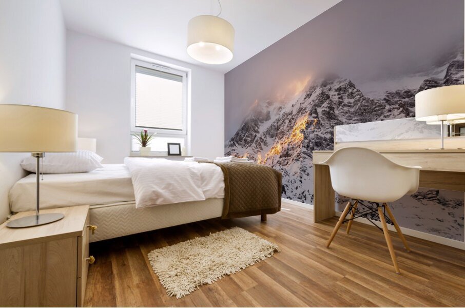 The Ortler Mountain in the European Alps at Sunrise Mural print