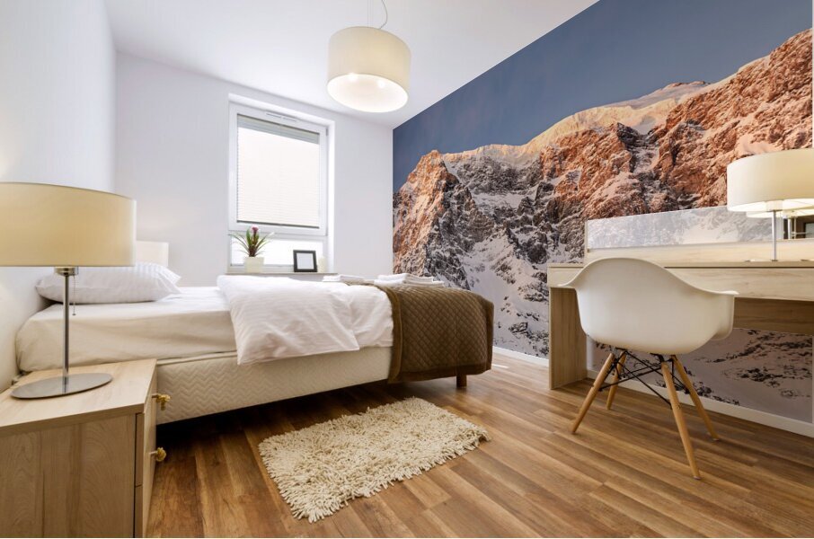 Glacier on top of the Ortler Mountain at sunrise Mural print