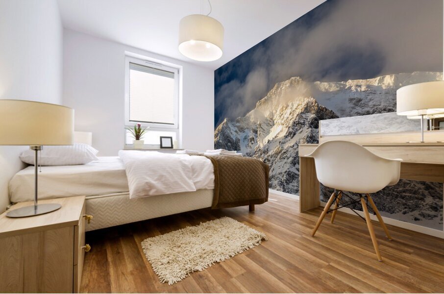 The Majestic Ortler Mountain in the European Alps behind scenic clouds Mural print