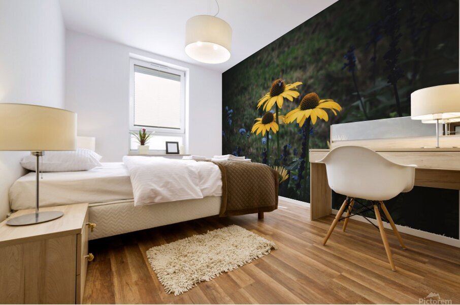 Yellow Coneflower Trio Mural print