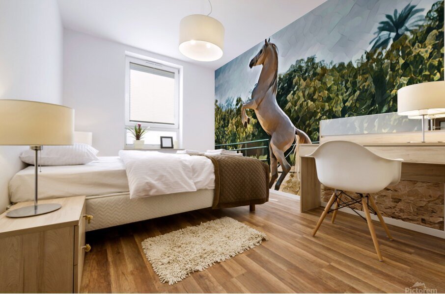 white horse oilpaint 3 Mural print